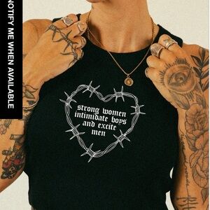 Edgy Black Women's Tank Top with Graphic Design